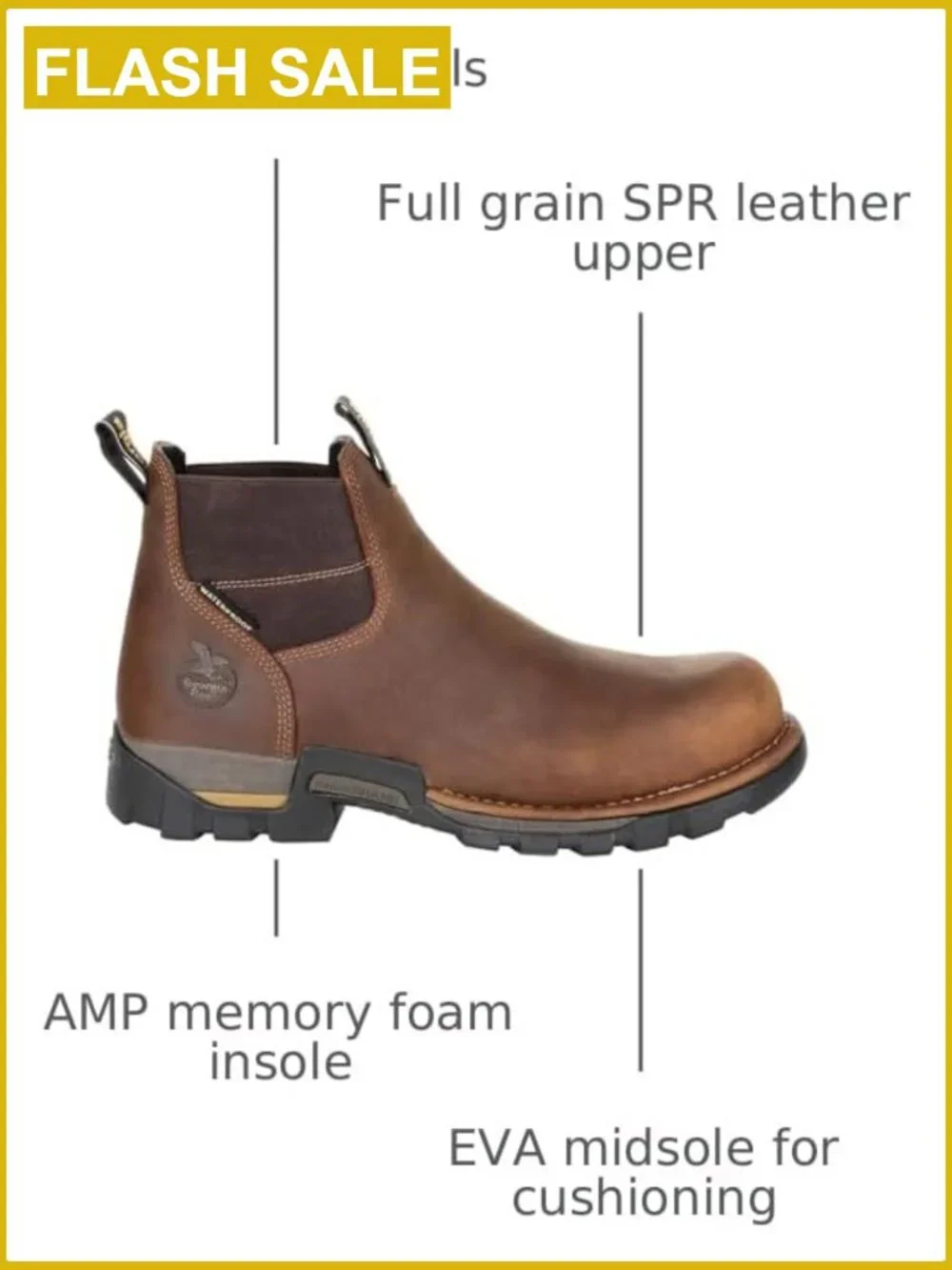 Men's Steel Toe Waterproof Chelsea Work Boot Lightweight Slip-On
